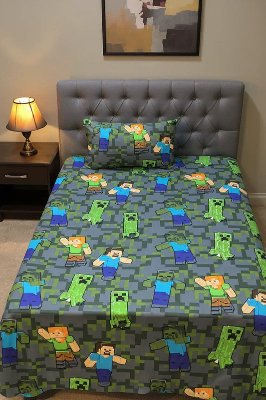 Minecraft Pixel World Bedsheet KB 035