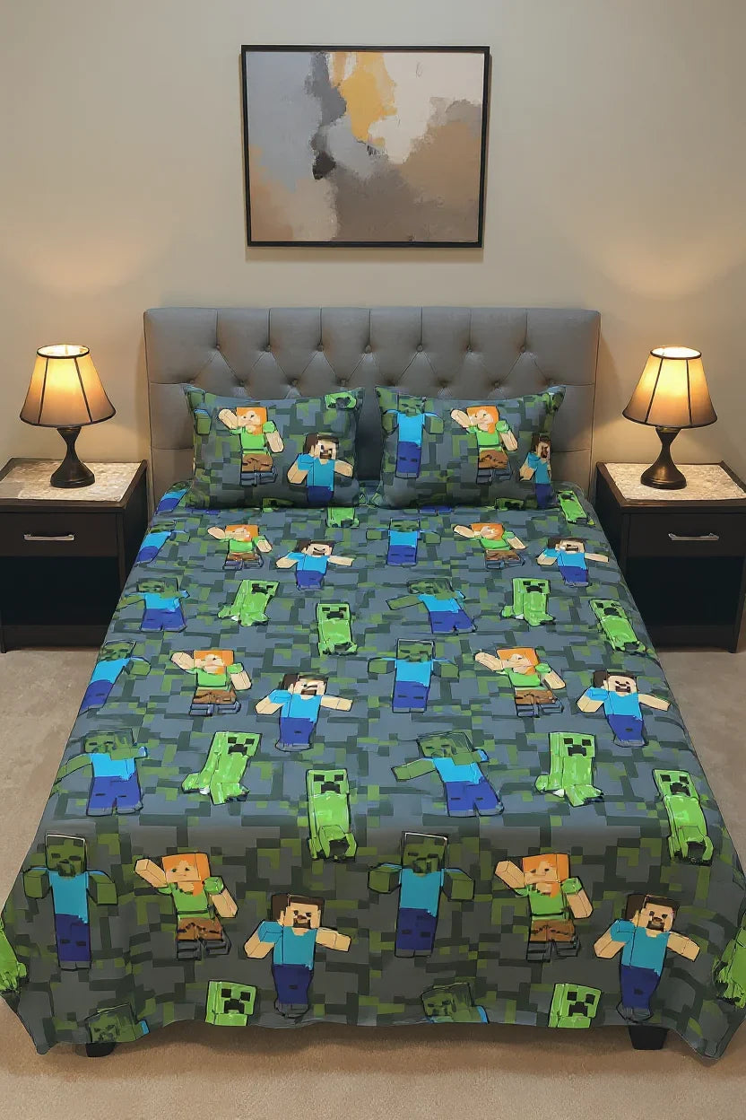 Minecraft Pixel World Bedsheet KB 035